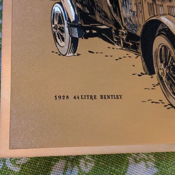 1928 Bentley Gold Foil Metallic Framed Vintage Etching art print - Picture 4 of 8